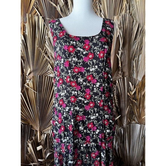 Vintage Whimsigoth 90's Floral Rayon Midi Dress Size M/L - Picture 4 of 4
